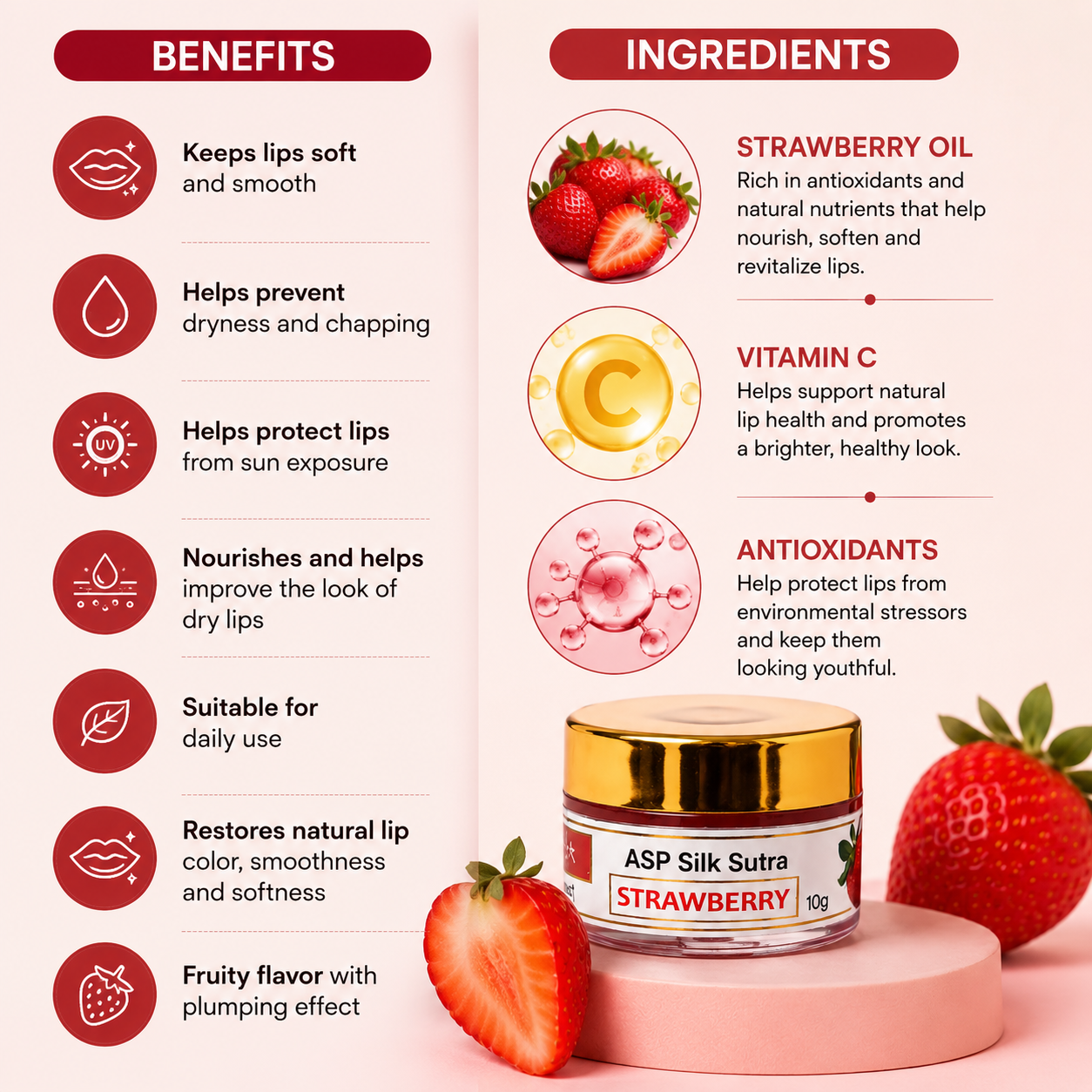 ASP Silk Sutra Strawberry Edible Lip Balm