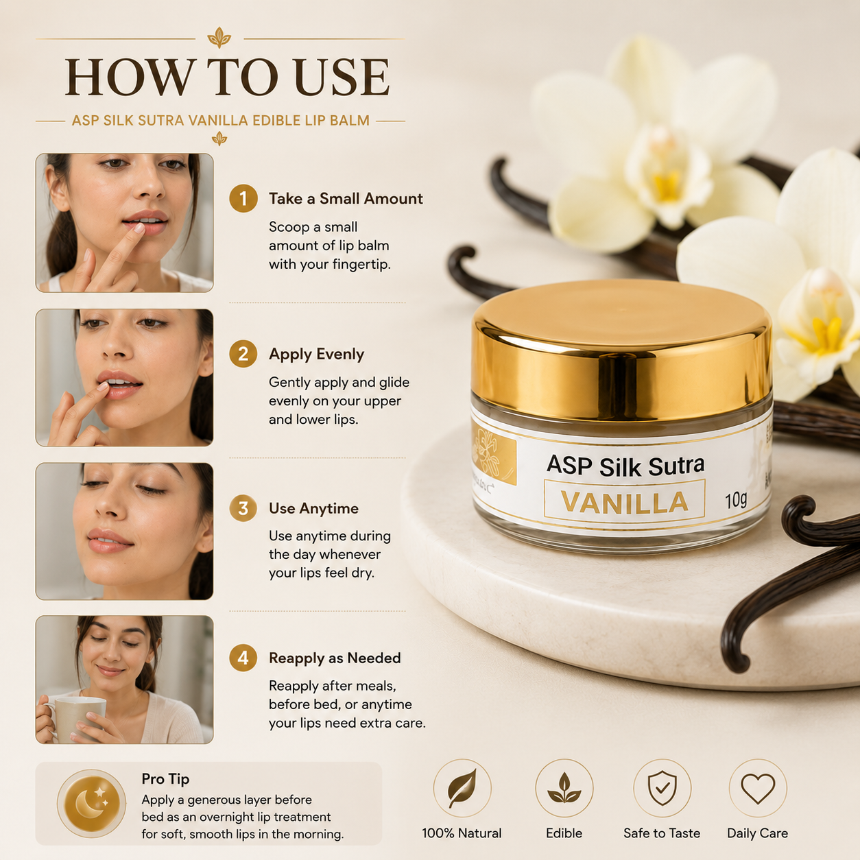 ASP Silk Sutra Vanilla Edible Lip Balm