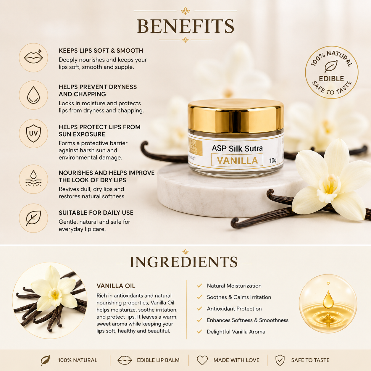 ASP Silk Sutra Vanilla Edible Lip Balm