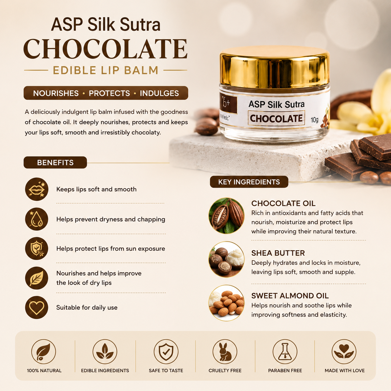 ASP Silk Sutra Chocolate Edible Lip Balm