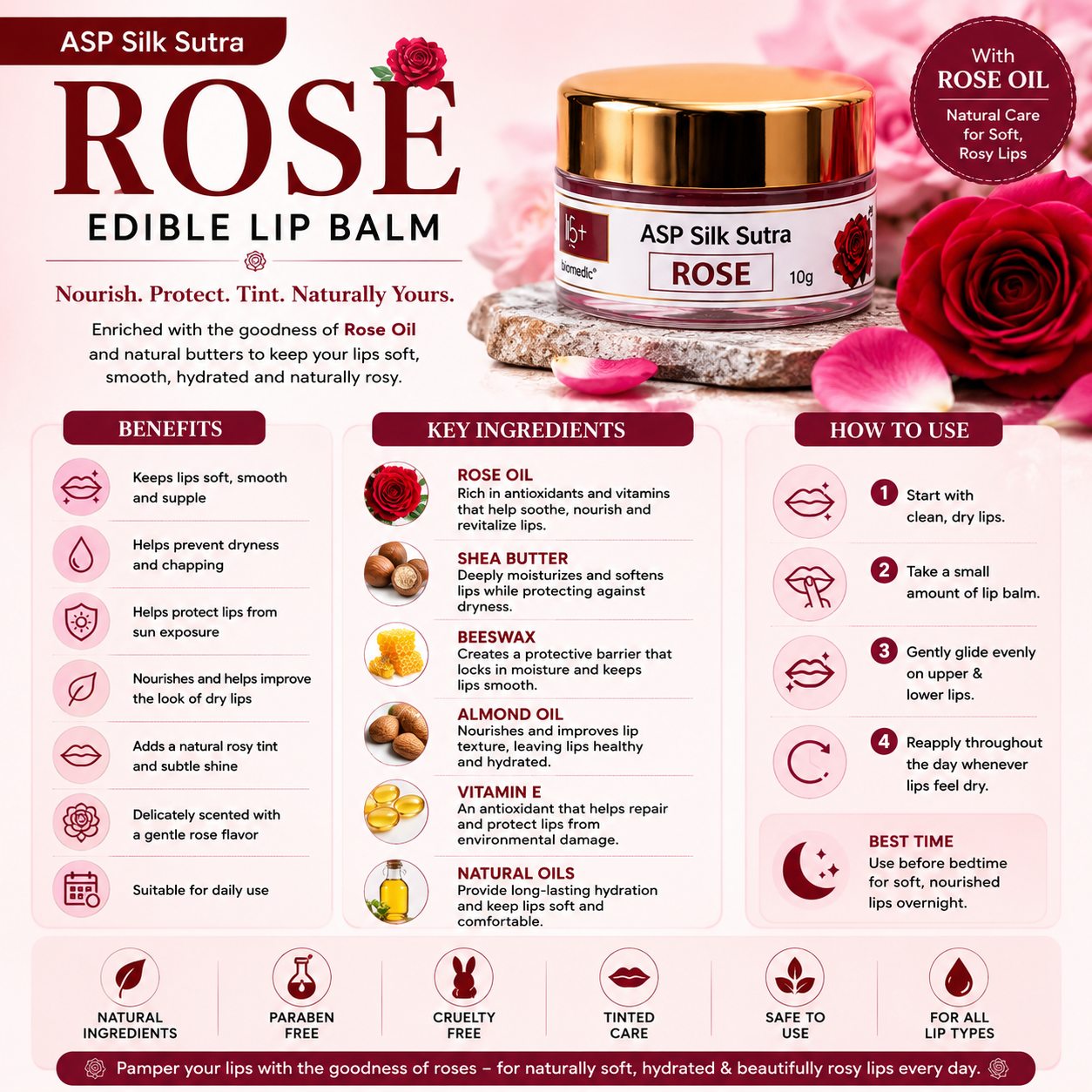 ASP Silk Sutra Rose Edible Lip Balm