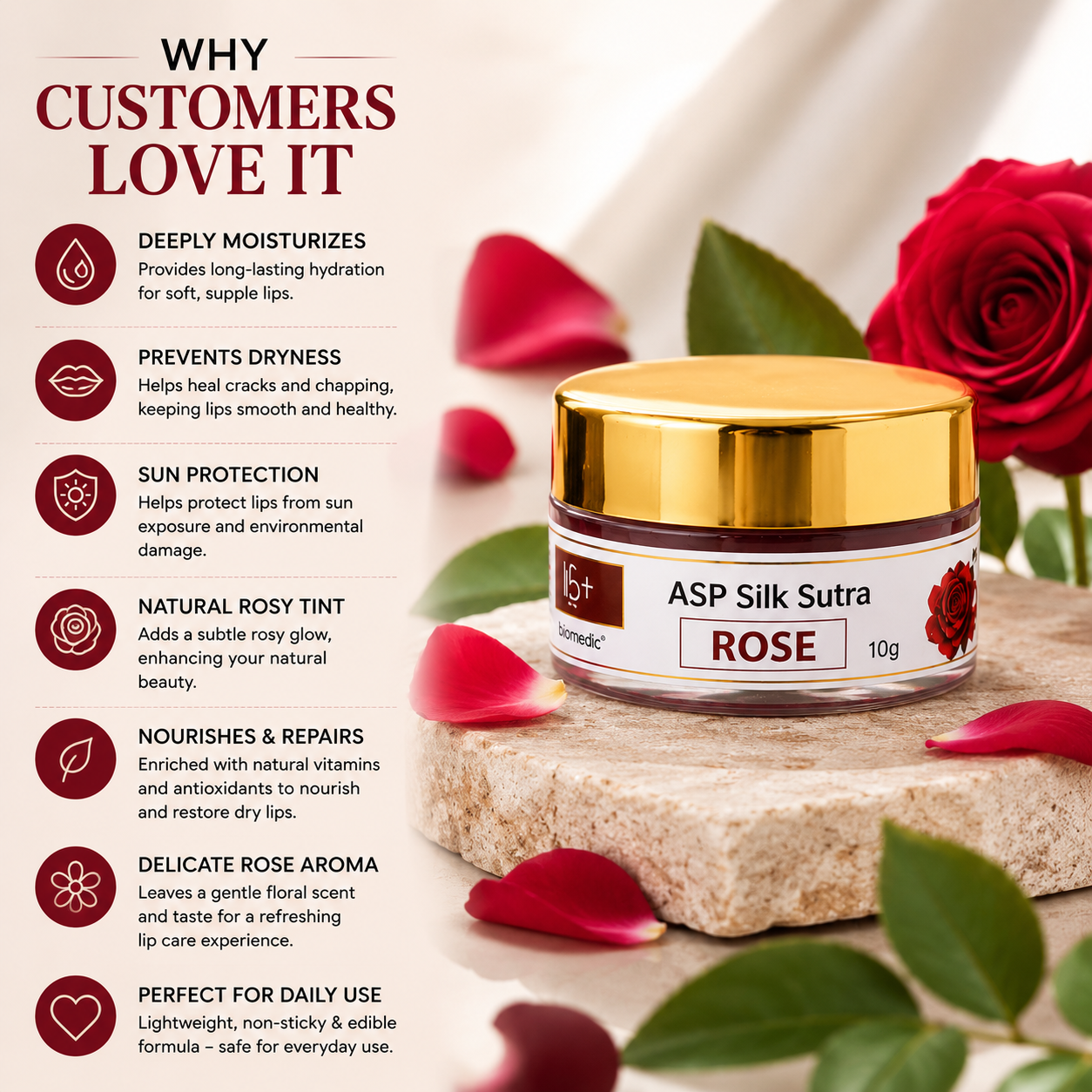 ASP Silk Sutra Rose Edible Lip Balm