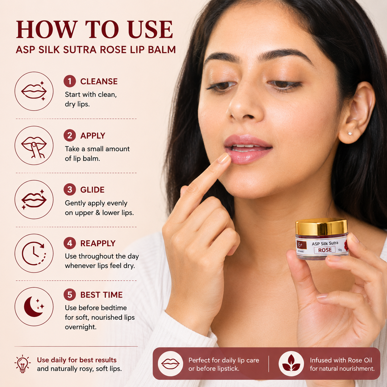ASP Silk Sutra Rose Edible Lip Balm