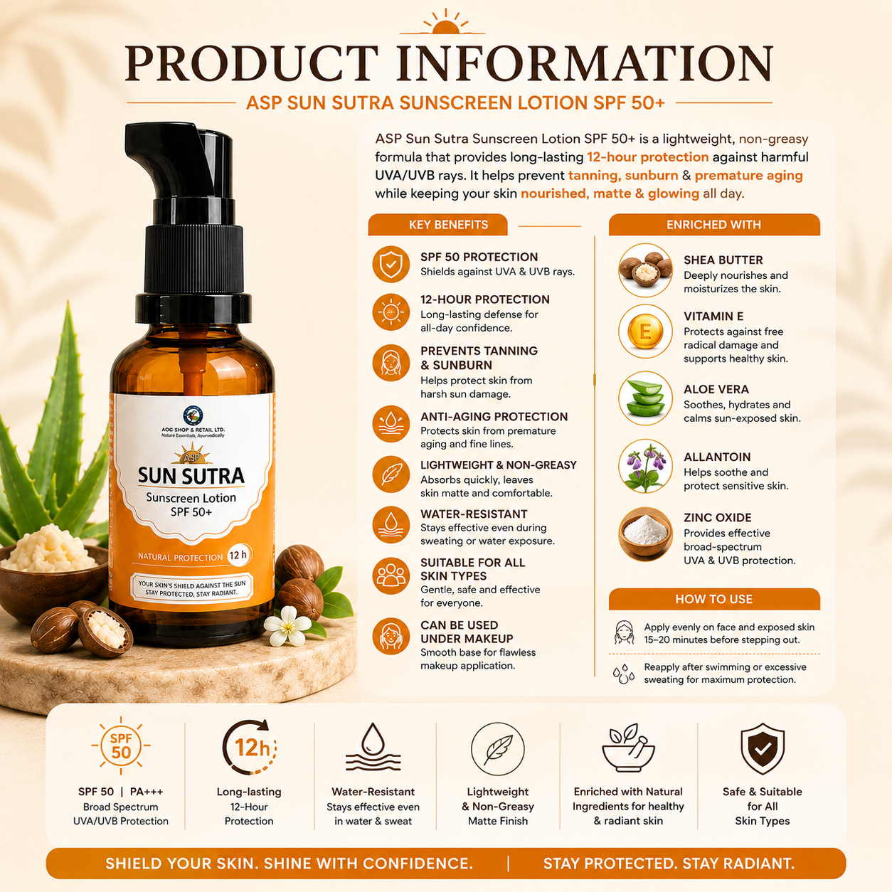 ASP Sun Sutra Sunscreen Lotion SPF 50+