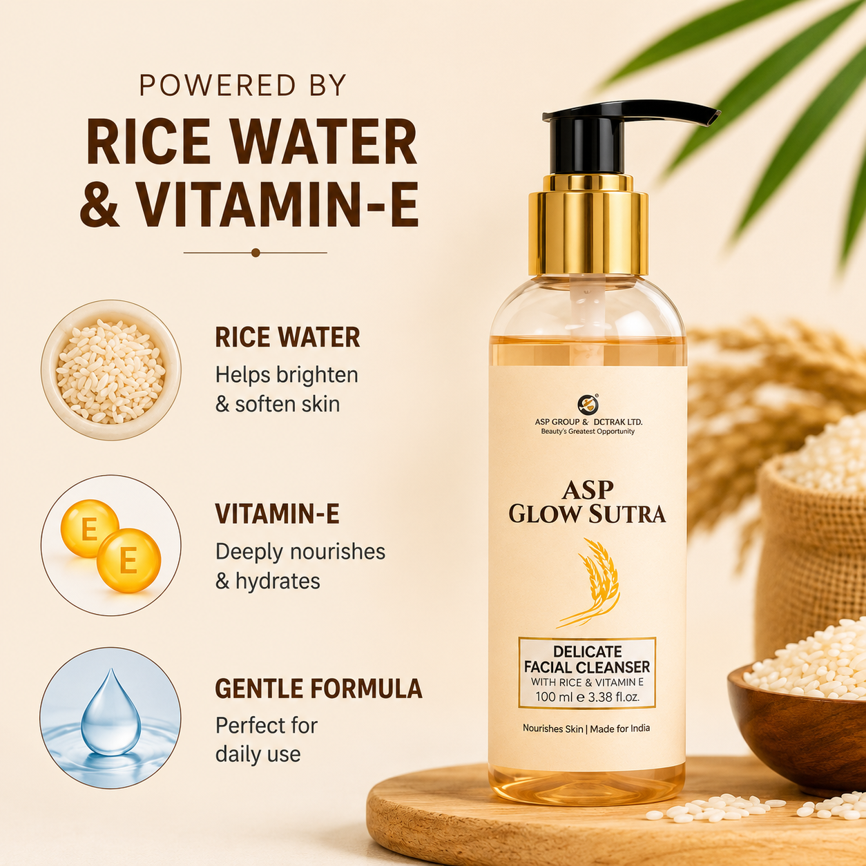 ASP Glow Sutra Rice Water Face Wash