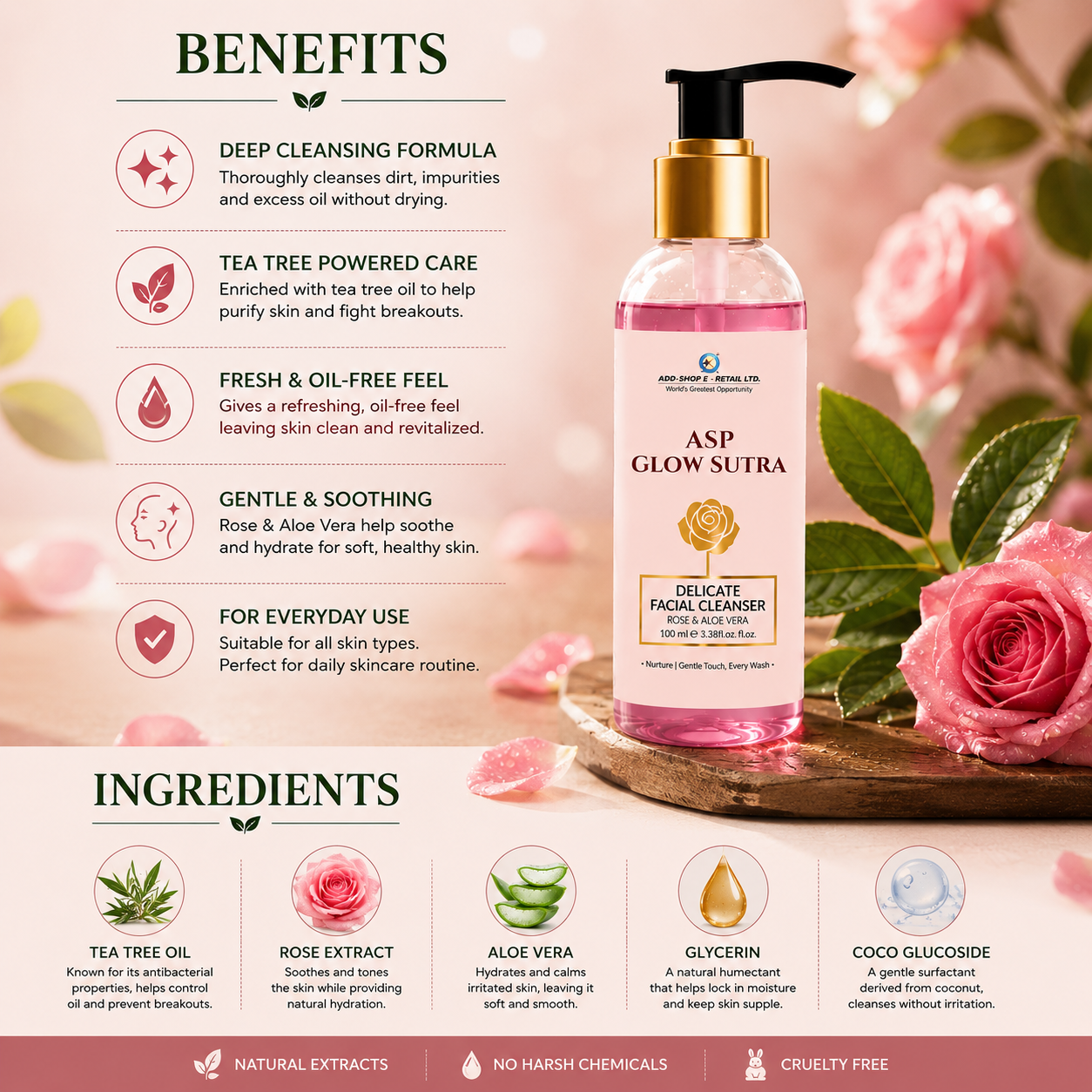 ASP Glow Sutra Rose Face Wash