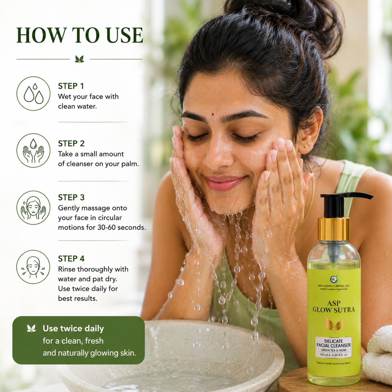 ASP GREEN TEA NEEM FACE WASH