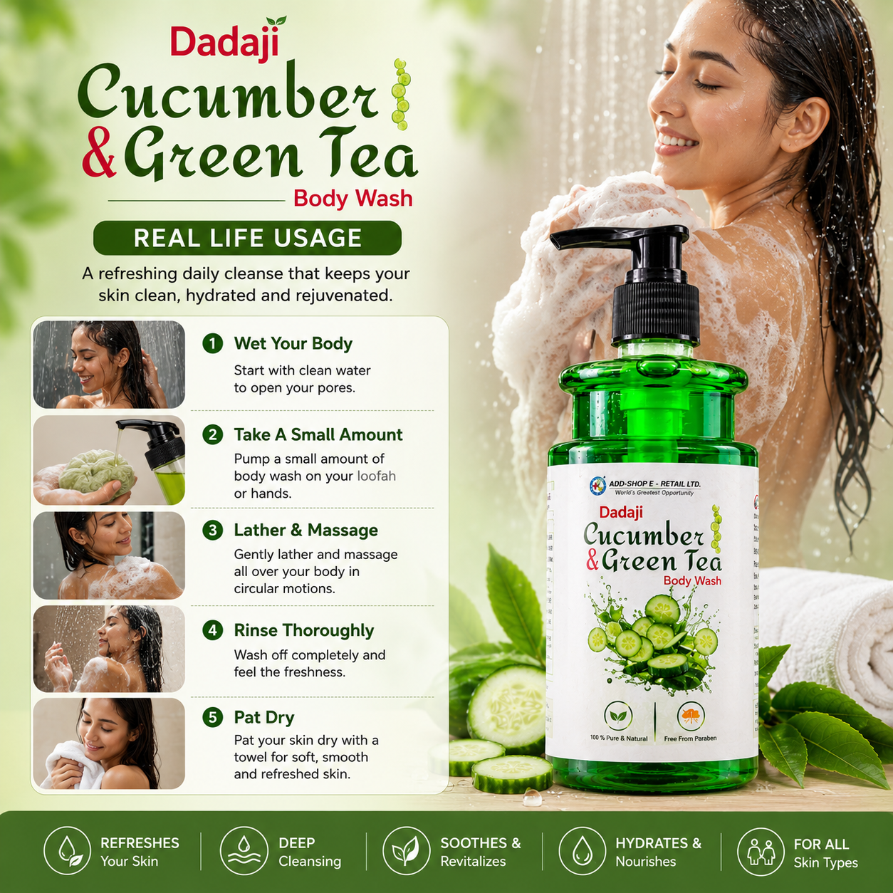 Dadaji cucumber & green tea Body wash