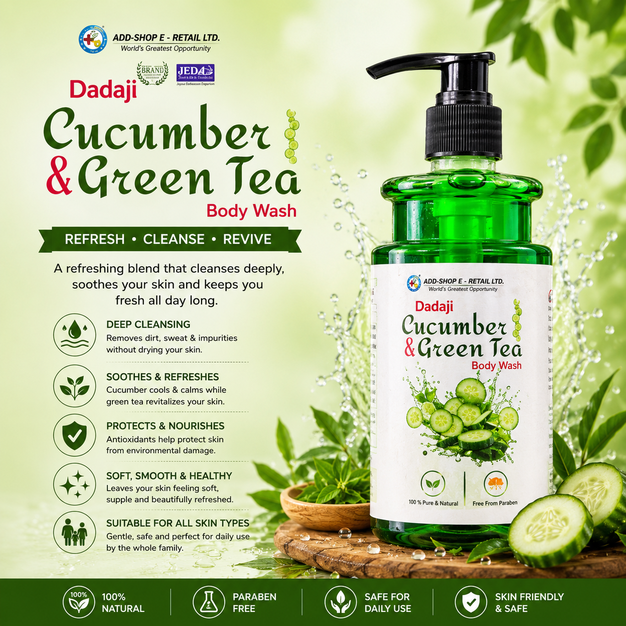 Dadaji cucumber & green tea Body wash